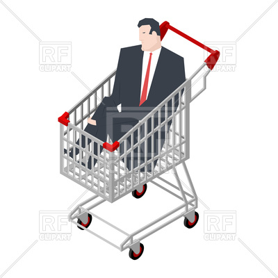 400x400 Businessman Sitting In Shopping Cart Vector Image Vector Artwork