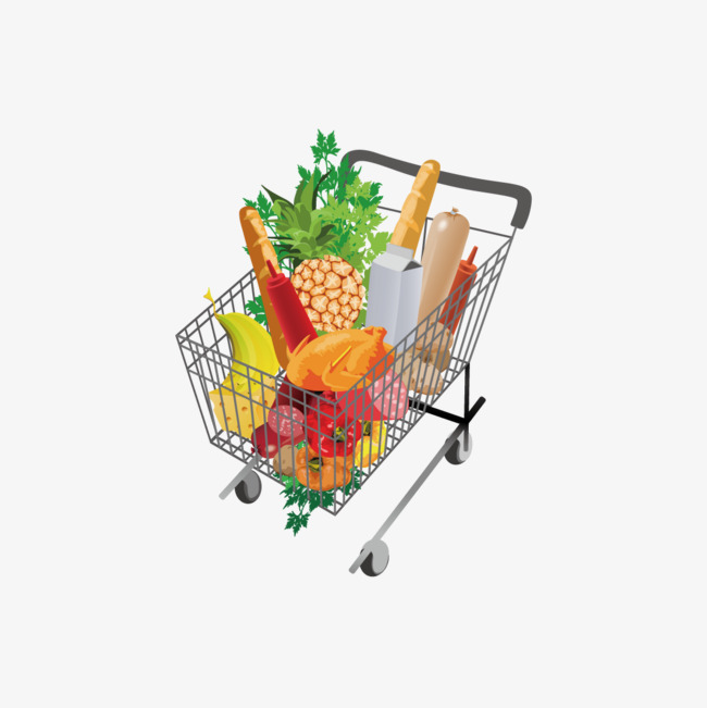 650x651 Cart Vector, Shopping Cart, Shopping Basket, Fruits And Vegetables