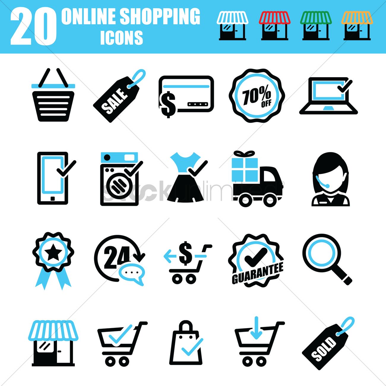 1300x1300 Online Shopping Icons Vector Image
