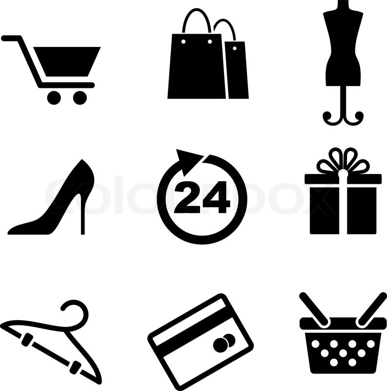 793x800 Retail And Shopping Icons Depicting A Shopping Cart, Bags, Tailors