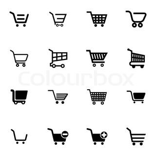 320x320 Shopping Cart Icons, Black And White, Vector Graphic By Colourbox