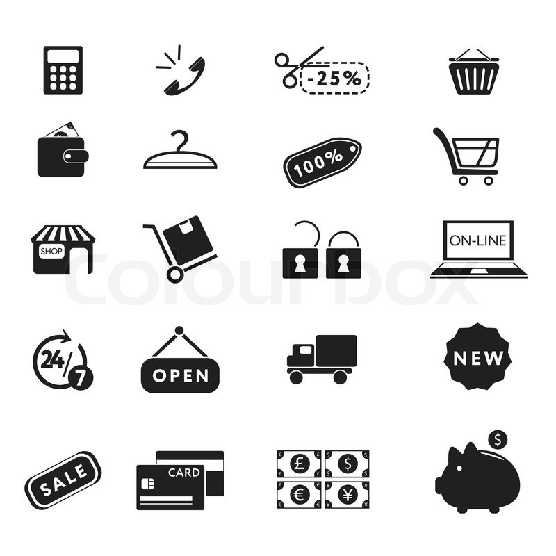 800x800 Shopping Icons Set. E Shop Symbol Stock Vector Colourbox
