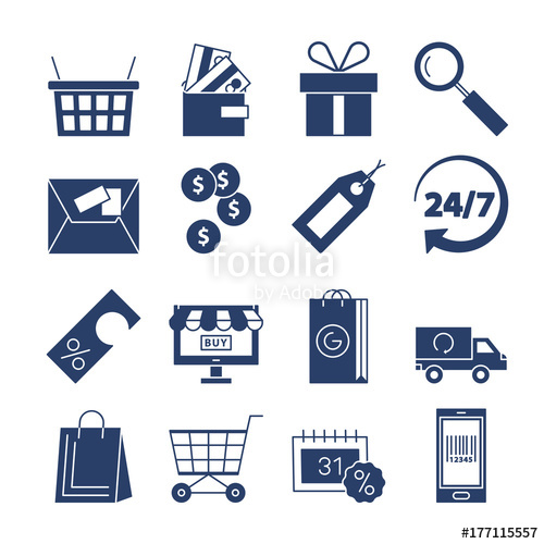 500x500 Shopping Icons Vector Set Isolated. Purchase And Delivery