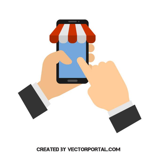 660x660 Mobile Shopping Concept Vector