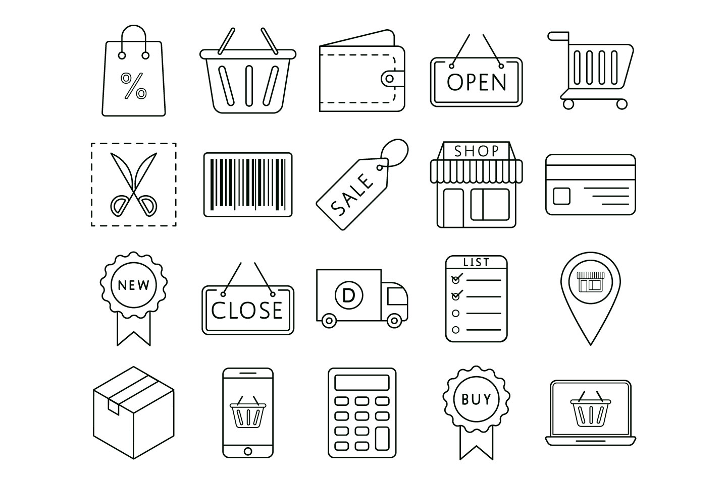 1440x960 Shopping Vector Free Icon Set