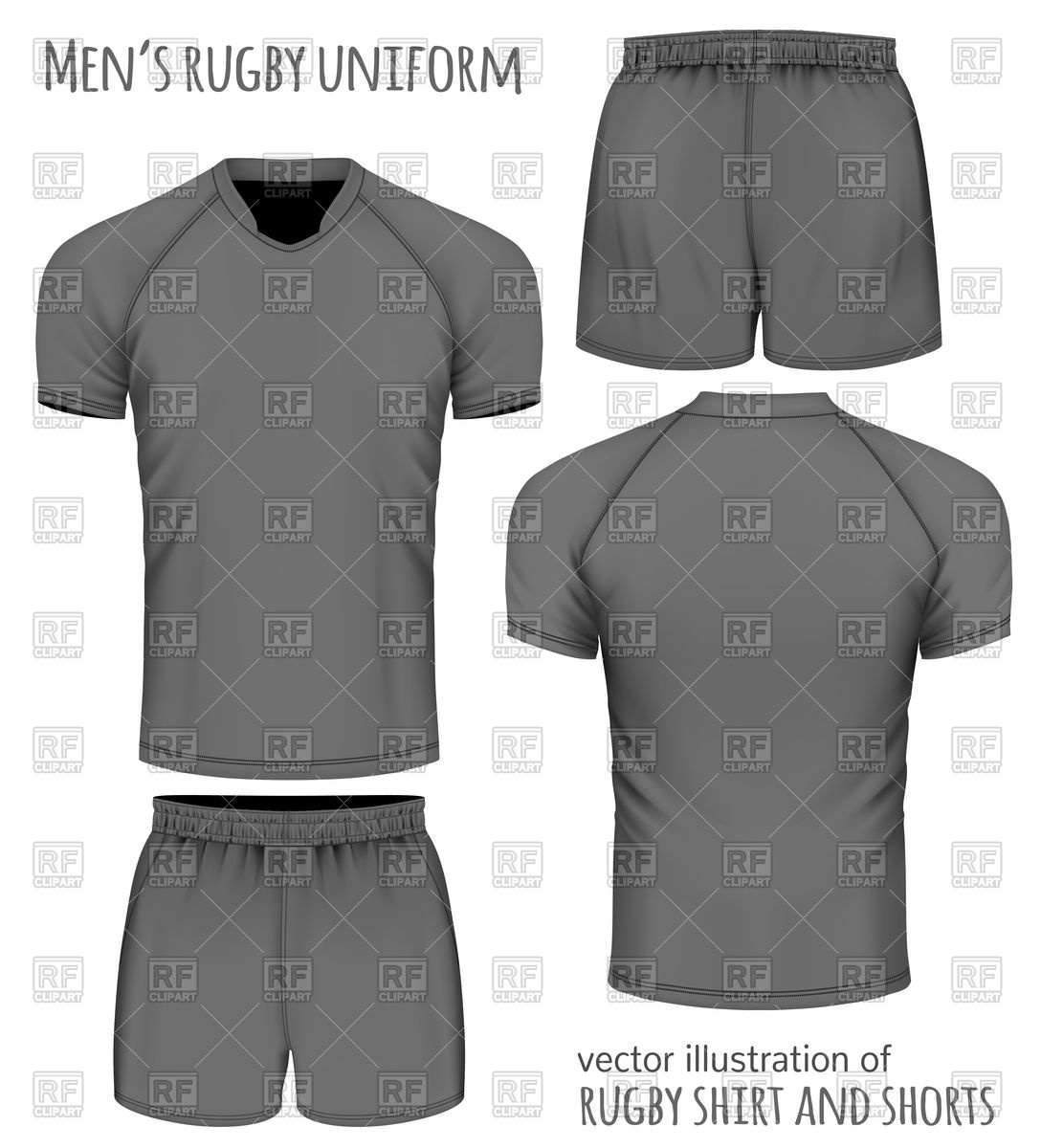 1088x1200 Rugby Uniform In Black Jersey And Shorts Vector Image Vector