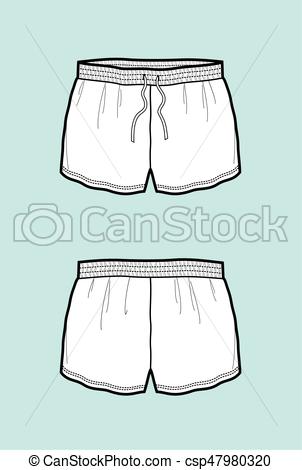 302x470 Shorts. Vector Illustration Of Shorts. Front And Back.
