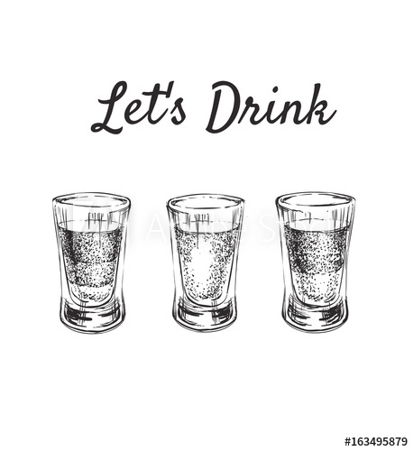458x500 Lets Drink. Three Kinds Of Alcoholic Drinks In Shot Glasses. Hand