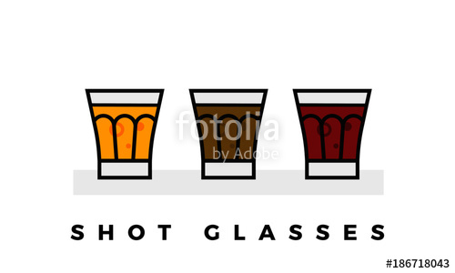 500x300 Set Of Shot Glasses Isolated On White Background. Eps 10 Stock