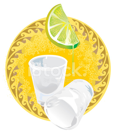 375x439 Tequila Shot Glasses With Lime Stock Vector