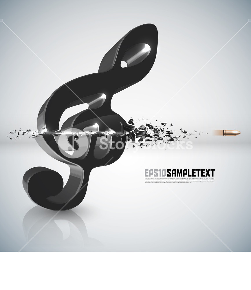867x1000 Vector Bullet Sends A Shot Through Melody Sign Royalty Free Stock