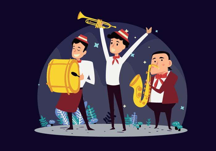 700x490 Marching Band Show Cartoon Vector Illustration Stock Images