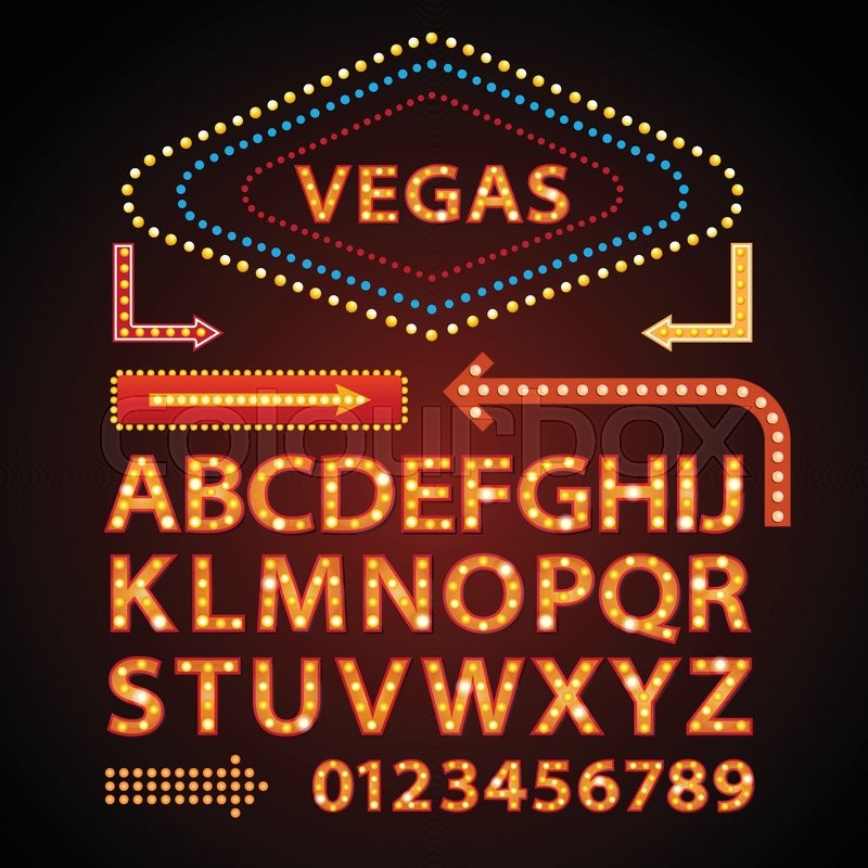 800x800 Vector Orange Neon Lamp Letters Font Show Vegas Light Sign