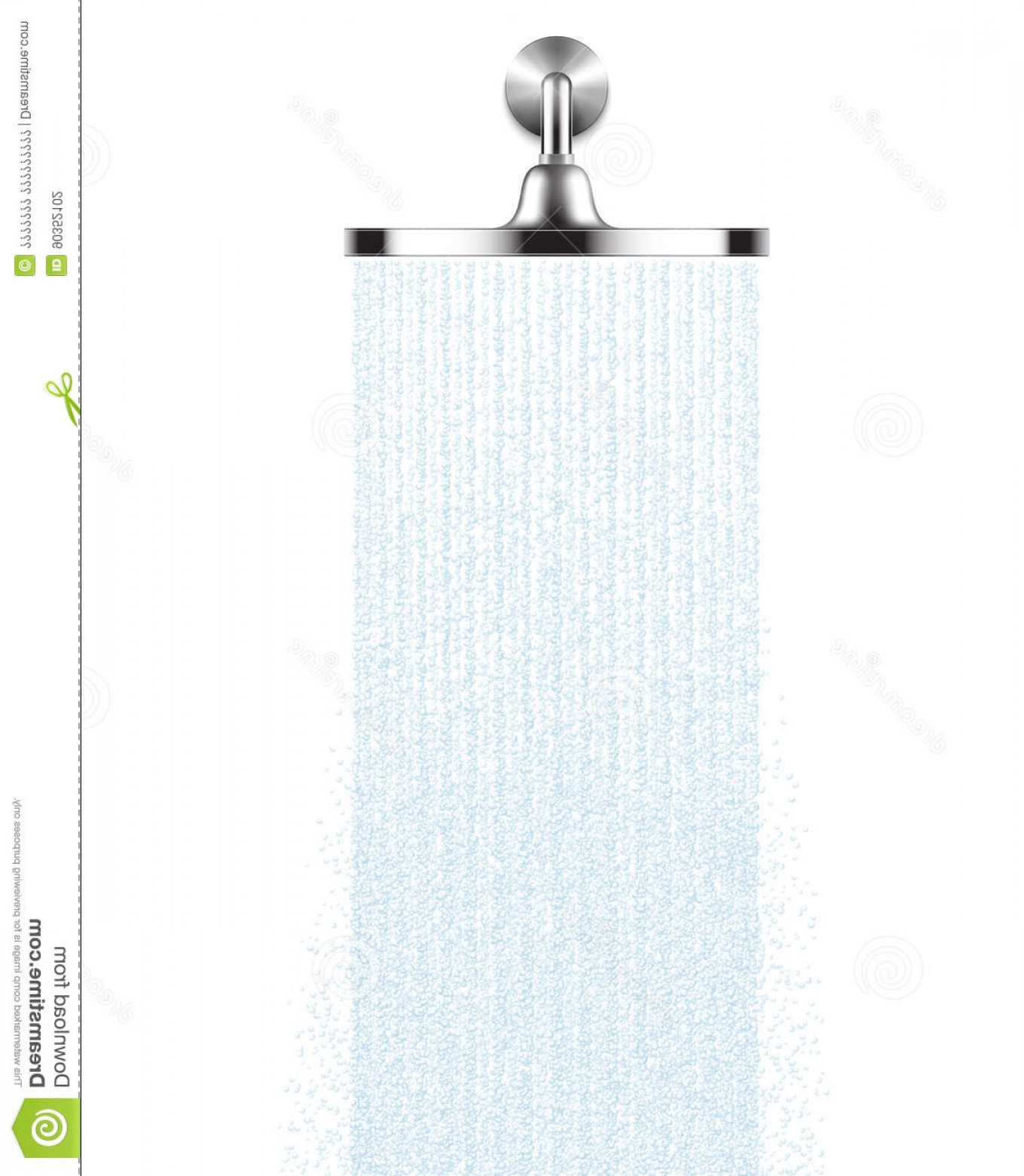 1359x1560 Stock Illustration Vector Rain Shower Head Water Drops Flowing