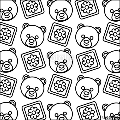 500x500 Baby Shower Head Bear Teddy And Blocks Decoration Pattern Vector
