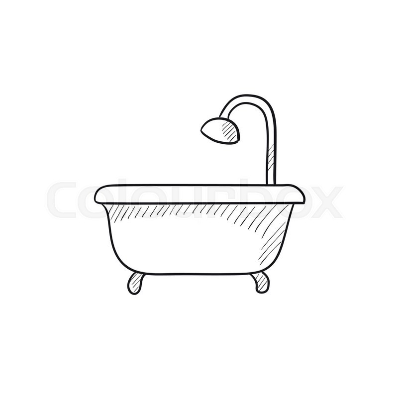 800x800 Bathtub With Shower Vector Sketch Icon Isolated On Background