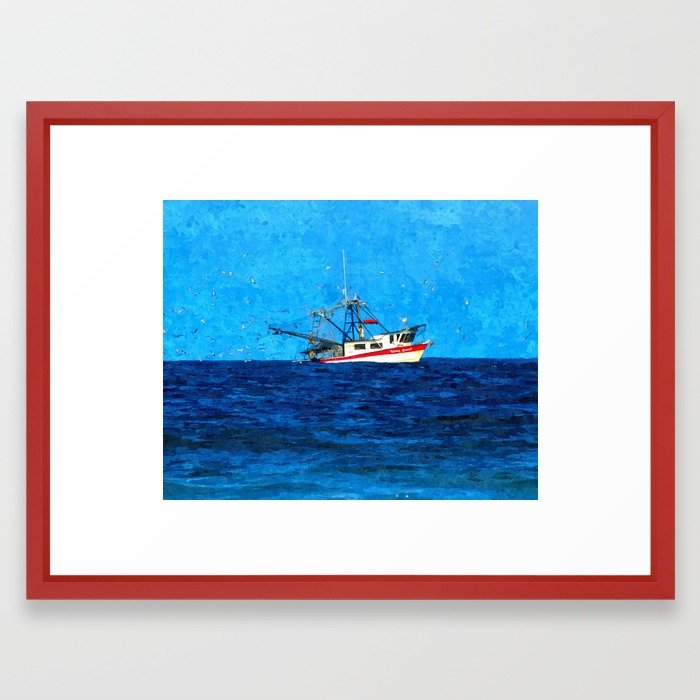700x700 Shrimp Boat Framed Art Print By Jencapo Society6
