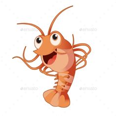 236x236 Shrimp, Vector Illustration, Cartoon Style