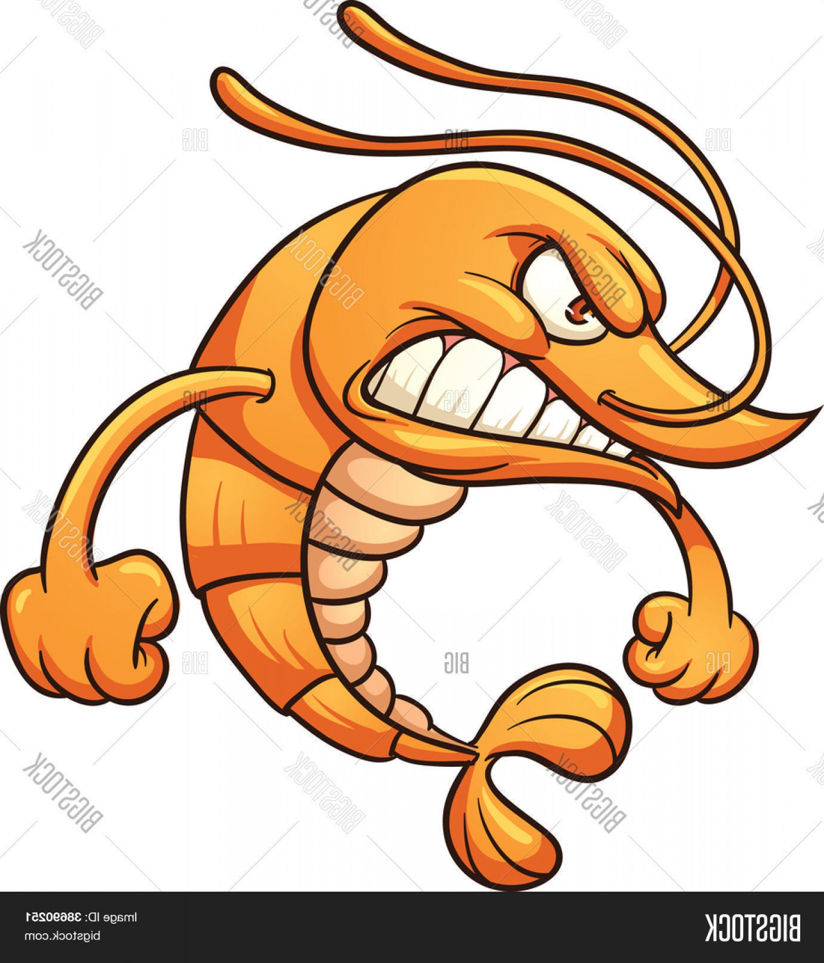 1663x1944 Stock Vector Angry Cartoon Shrimp Vector Clip Art Illustration