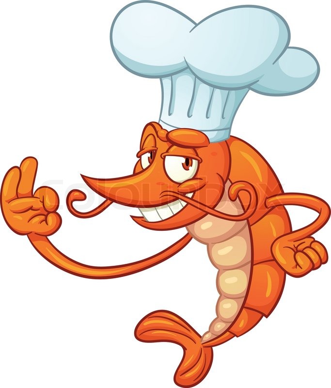 683x800 Cartoon Chef Shrimp. Vector Illustration With Simple Gradients