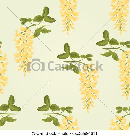 450x470 Seamless Texture Laburnum Branch Decorative Shrub Vector.eps