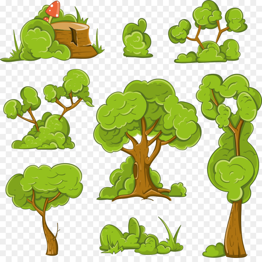 900x900 Cartoon Shrub Tree Illustration