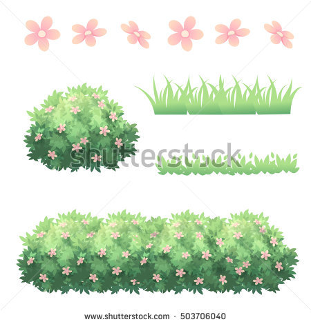 450x470 Drawn Shrub Grass