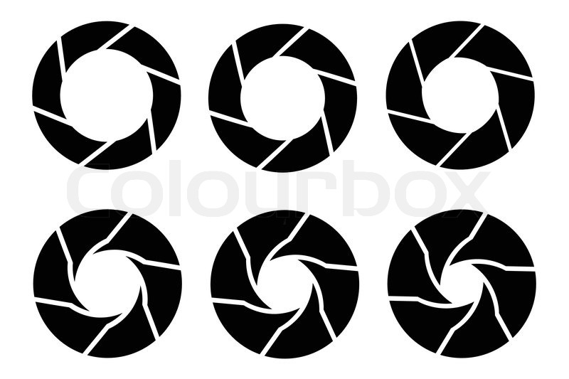 800x533 Vector Black Camera Shutter Icons Set On White Background Stock