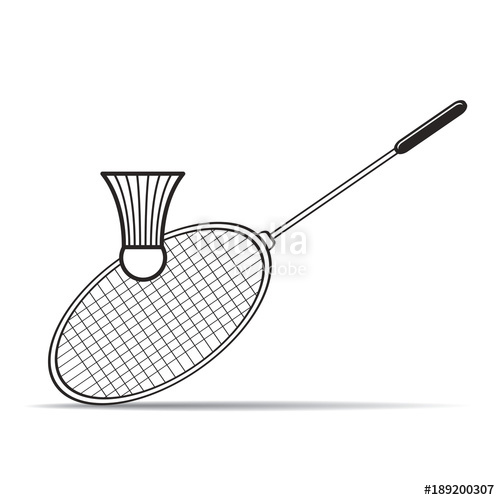 500x500 Isolated Badminton Racket And Shuttlecock Vector Drawing Stock