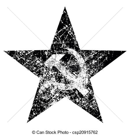 450x470 Grunge Hammer And Sickle On Star, Vector Illustration.