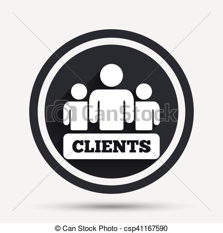 450x470 Clients Sign Icon. Group Of People Symbol. Circle Flat Button With