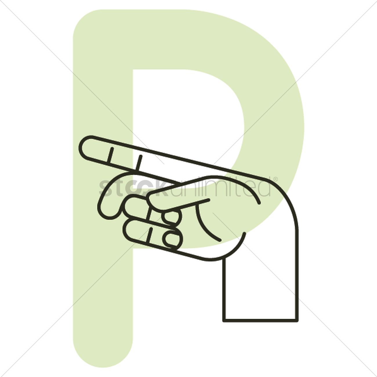 1300x1300 Letter P In Sign Language Vector Image