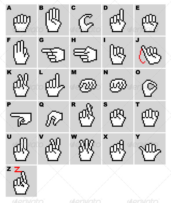 590x699 Sign Language Hand Cursors By Dxc Graphicriver