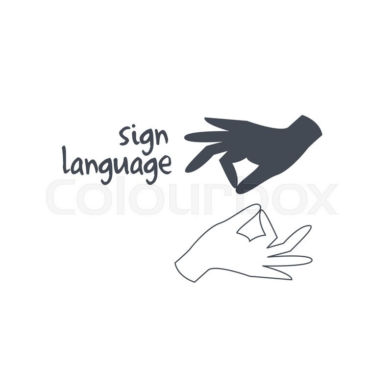 800x800 Sign Language Interpreting Black And White Hand Drawn Illustration