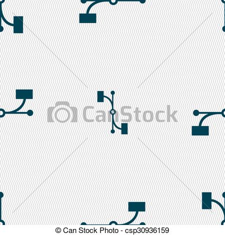 450x470 Bezier Curve Icon Sign. Seamless Abstract Background With