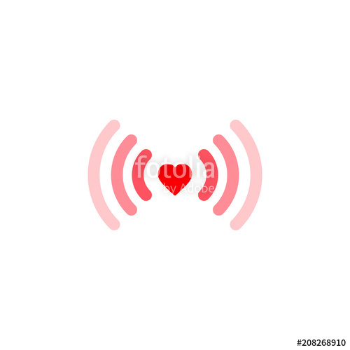 500x500 Heart Wifi. Vector Heart Connect Icon In Flat Style. Heart Signal