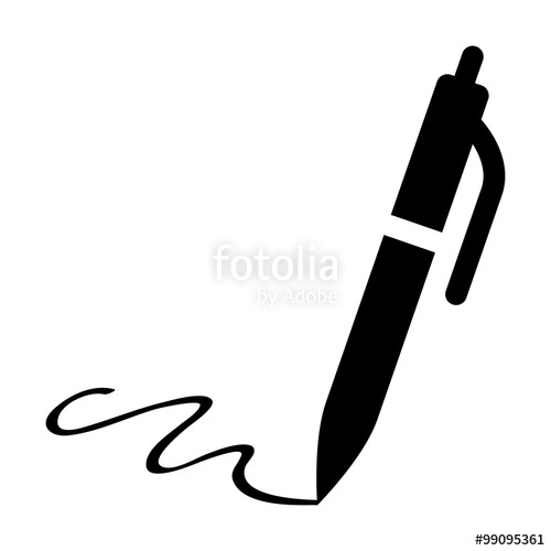 500x500 Pen Signature Flat Icon For Apps And Websites Stock Image And