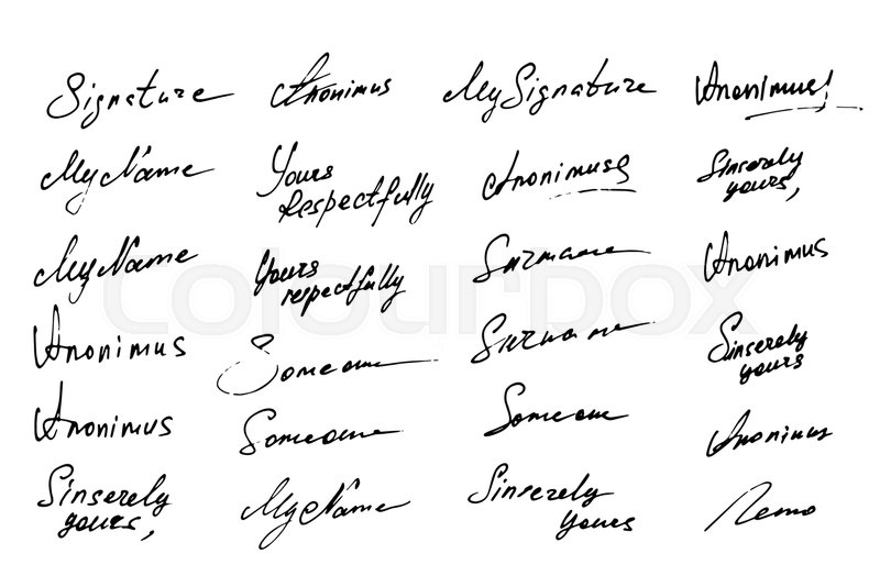 800x534 Signature Vector Icon Collection. Fictitious Signatures Isolated