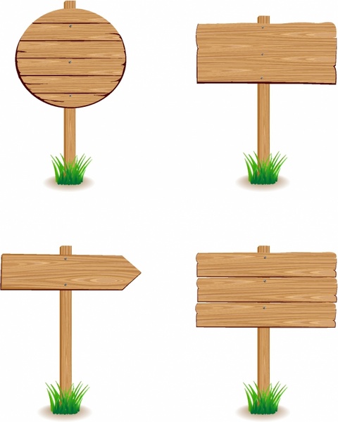 480x600 Wooden Signboard With Grass Free Vector In Adobe Illustrator Ai