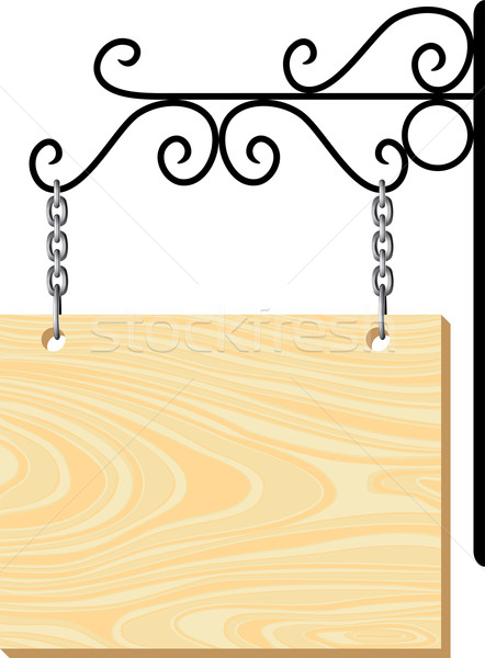442x600 Vector Wooden Signboard And Metal Decoration Vector Illustration