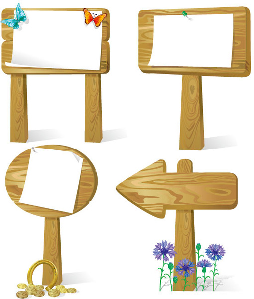 510x600 Different Wooden Signboard Vector Graphic Set Free Vector In
