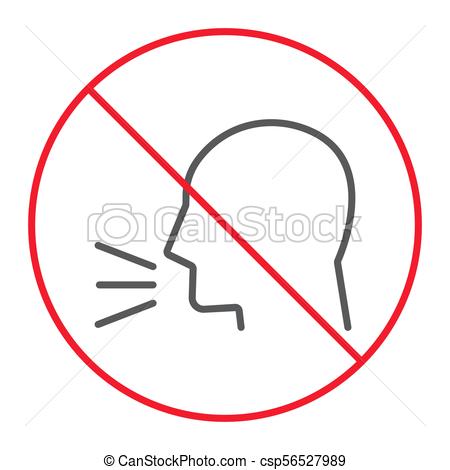 450x470 Keep Silence Thin Line Icon, Prohibition And Forbidden, No Sound