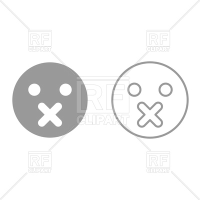 400x400 Silence Emoticon Grey Set Icon Vector Image Vector Artwork Of