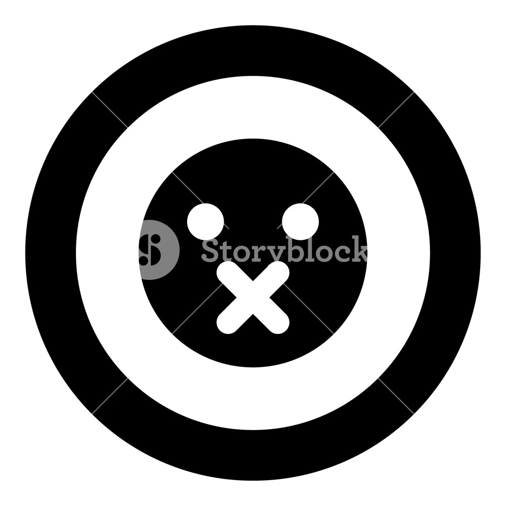 1000x1000 Silence Emoticon Icon Black Color In Circle Vector Illustration