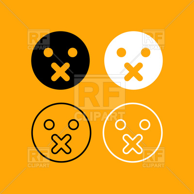 400x400 Silence Emoticon Set Black And White Icon Vector Image Vector