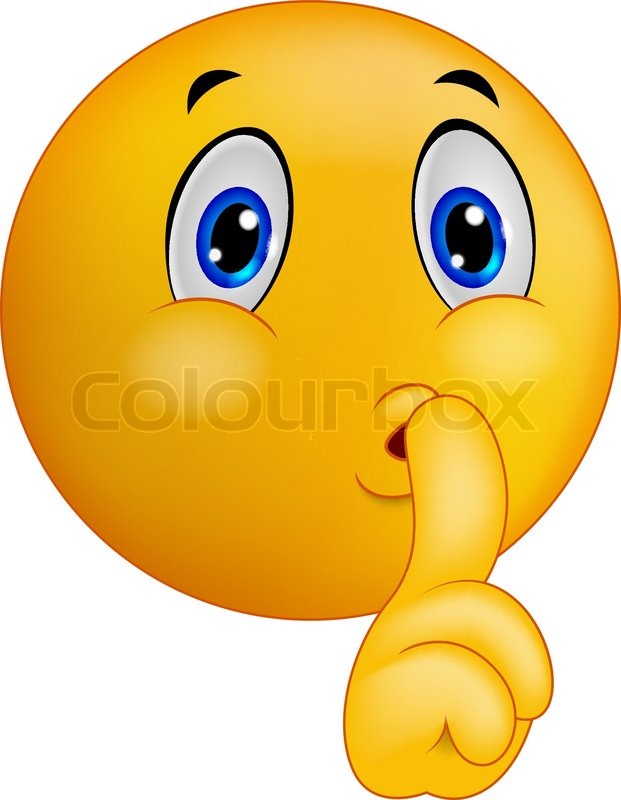 621x800 Vector Illustration Of Emoticon Smiley Cartoon Making Silence Sign