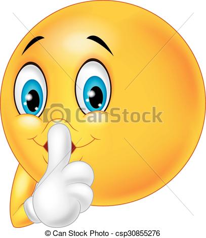407x470 Vector Illustration Of Emoticon Happy Making Silence Sign On White