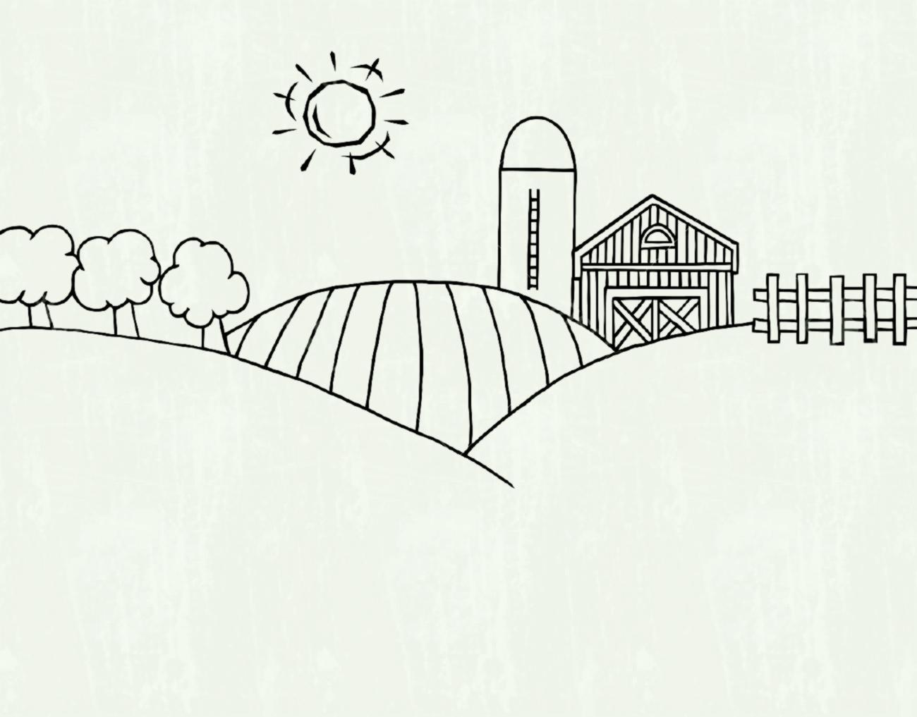 1300x1017 Unique Farm And Silo On Land Clipart Black White Images Vector Art