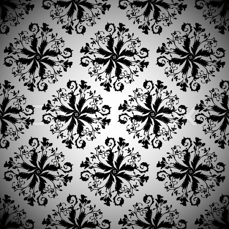 800x800 Black Repeating Seamless Design Illustrated Pattern With Silver