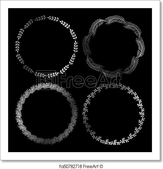561x581 Free Art Print Of Silver Cute Round Frame. Vector Wreath With